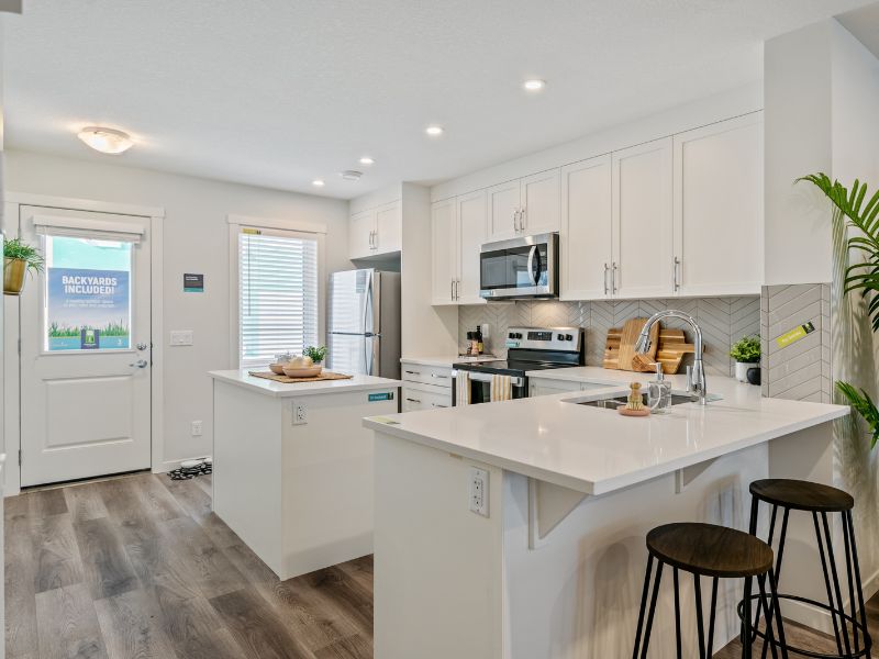 Zen livingston townhomes mainfloor kitchen island