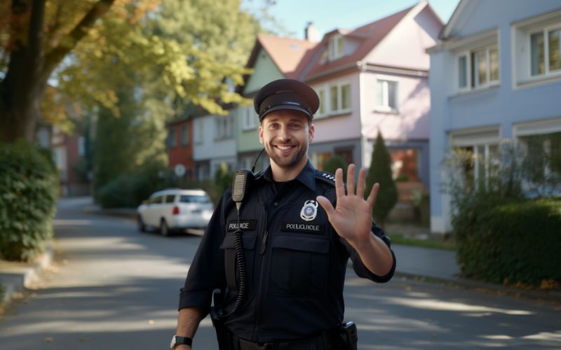 officer waiving in safe calgary neighbourhood