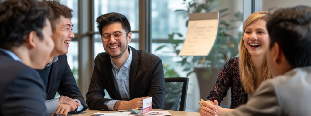 a diverse group of young professionals discussing mortgage eligibility criteria in a modern office boardroom.