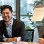 a diverse group of young professionals discussing mortgage eligibility criteria in a modern office boardroom.