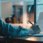 a person confidently filling out a digital application form on a sleek and modern computer screen.