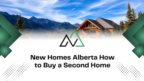 Log cabin in the Alberta mountains with a guide on how to buy a second home in New Homes Alberta.