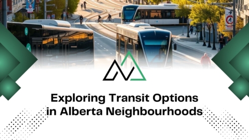Modern light rail transit and cyclists in an Alberta city, showcasing transit options for MLI Select developments.