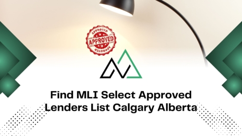 MLI Select approved lenders list Calgary Alberta graphic with red approved stamp and stylized mountain logo.