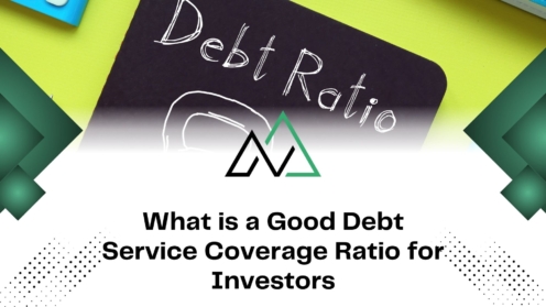 Graphic explaining good debt service coverage ratio for investors and MLI Select, featuring a notebook labeled Debt Ratio.