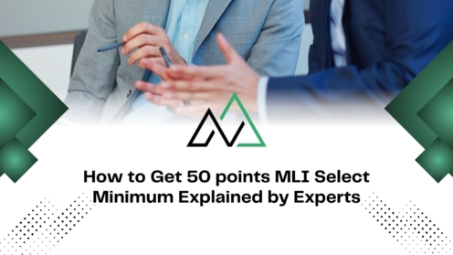 Experts in business suits discussing how to reach the 50 points MLI Select minimum for multi-unit financing.