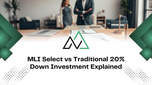 MLI Select vs Traditional 20% Down Investment Explained title over a professional office setting with a modern logo.
