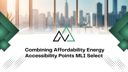Combining Affordability, Energy, and Accessibility Points for MLI Select with a blurred city skyline background.