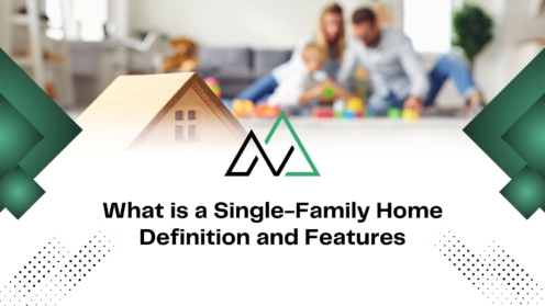 Single-family home definition and features graphic with a family and toy house, comparing options like mli select.