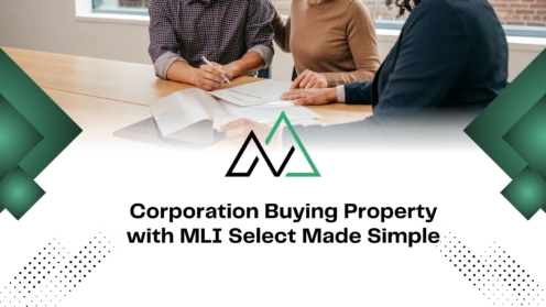 Professionals signing real estate documents for a corporation buying property with MLI Select.