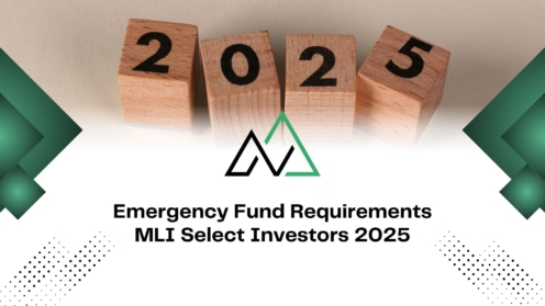 2025 wooden blocks above Emergency Fund Requirements for MLI Select Investors text and logo.