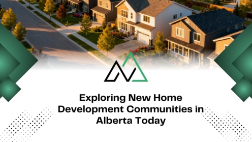 Modern suburban houses in Alberta, exploring new home development communities and infrastructure for MLI Select projects.