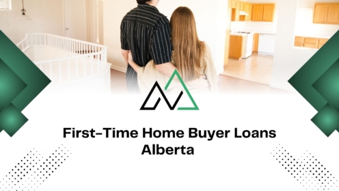 Couple looking at a kitchen for first-time home buyer loans in Alberta, featuring MLI Select mortgage options.