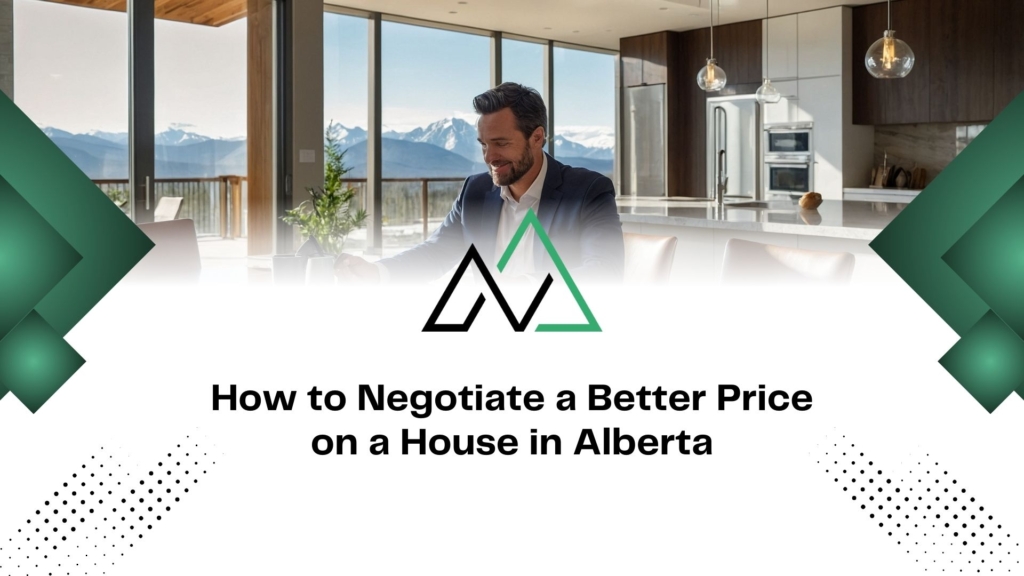 Professional in a modern Alberta home with mountain views, sharing tips on how to negotiate a better house price and MLI Select.