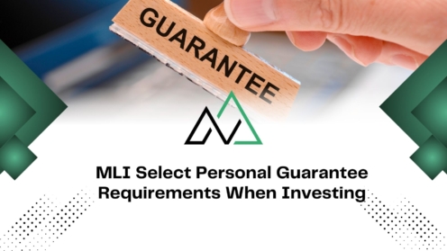 Hand holding a wooden stamp with 'GUARANTEE' above MLI Select personal guarantee requirements for investing.