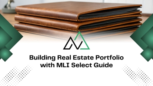Stack of brown leather portfolios for a guide on building a real estate portfolio with MLI Select.