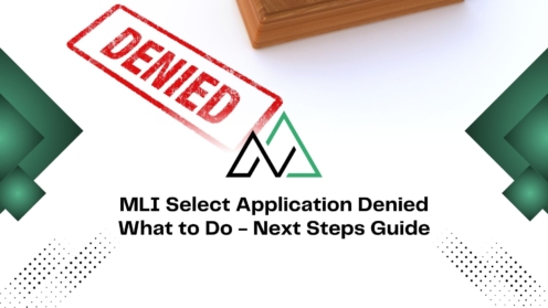Red DENIED stamp and MLI Select logo for a guide on next steps after an application denial.