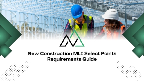 Construction workers reviewing a project site for the New Construction MLI Select Points Requirements Guide.