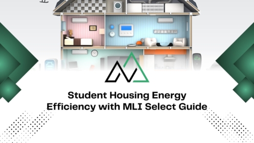 Smart home illustration showing energy efficiency features for the MLI Select student housing guide.