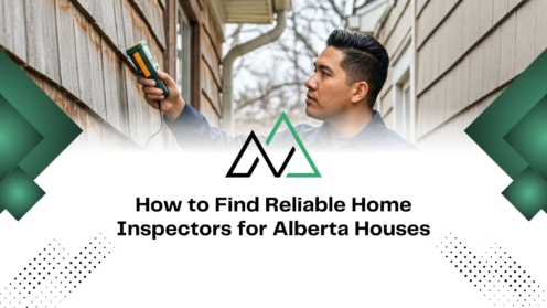 Professional home inspector using a moisture meter on an Alberta house for a reliable MLI Select property inspection.