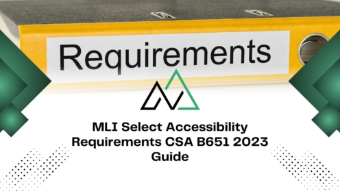 Cover for the MLI Select Accessibility Requirements CSA B651 2023 Guide with a binder labeled Requirements.