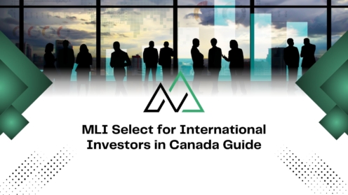 MLI Select for International Investors in Canada Guide featuring business silhouettes and financial charts.