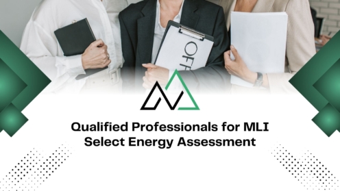 Qualified professionals holding folders for MLI Select energy assessment, representing expert consulting services.