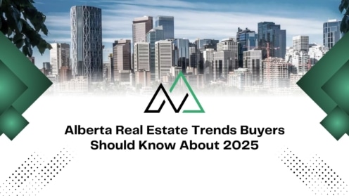 Alberta real estate trends 2025 banner featuring a city skyline and logo, highlighting buyer insights and MLI Select.