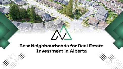 Aerial view of an Alberta suburb, highlighting the best neighborhoods for real estate investment and MLI Select options.