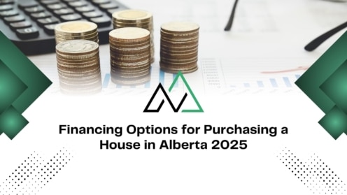 Stacks of coins and financial charts for purchasing a house in Alberta 2025, highlighting MLI Select financing options.
