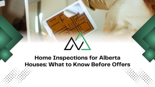 Person holding a tablet with a house floor plan for Alberta home inspections and MLI Select property assessments.