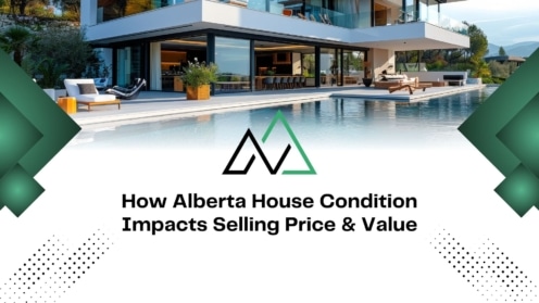 Modern luxury Alberta home with a pool, illustrating how house condition impacts selling price and value.