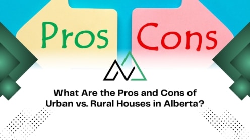 Graphic comparing Pros and Cons of urban vs rural houses in Alberta, relevant for MLI Select property analysis.