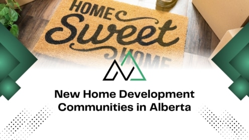 Home Sweet Home doormat and moving boxes for new home development communities in Alberta.