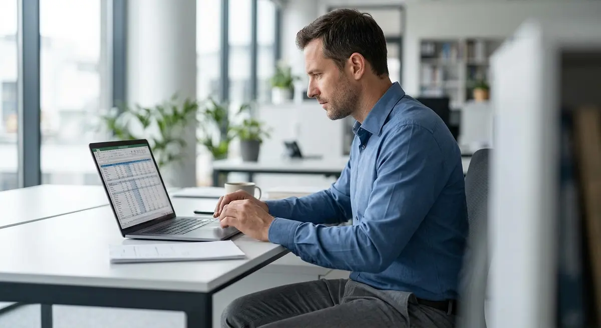 Property manager reviewing capital expenditure and maintenance reserves on a laptop