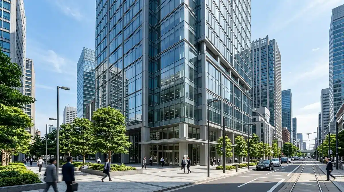 Commercial real estate office building representing the impact of capitalization rates on institutional property investments