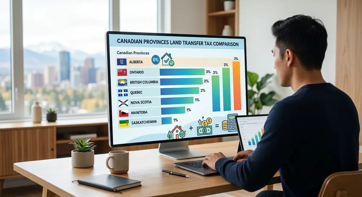 A comparison chart showing Alberta's zero land transfer tax against other Canadian provinces