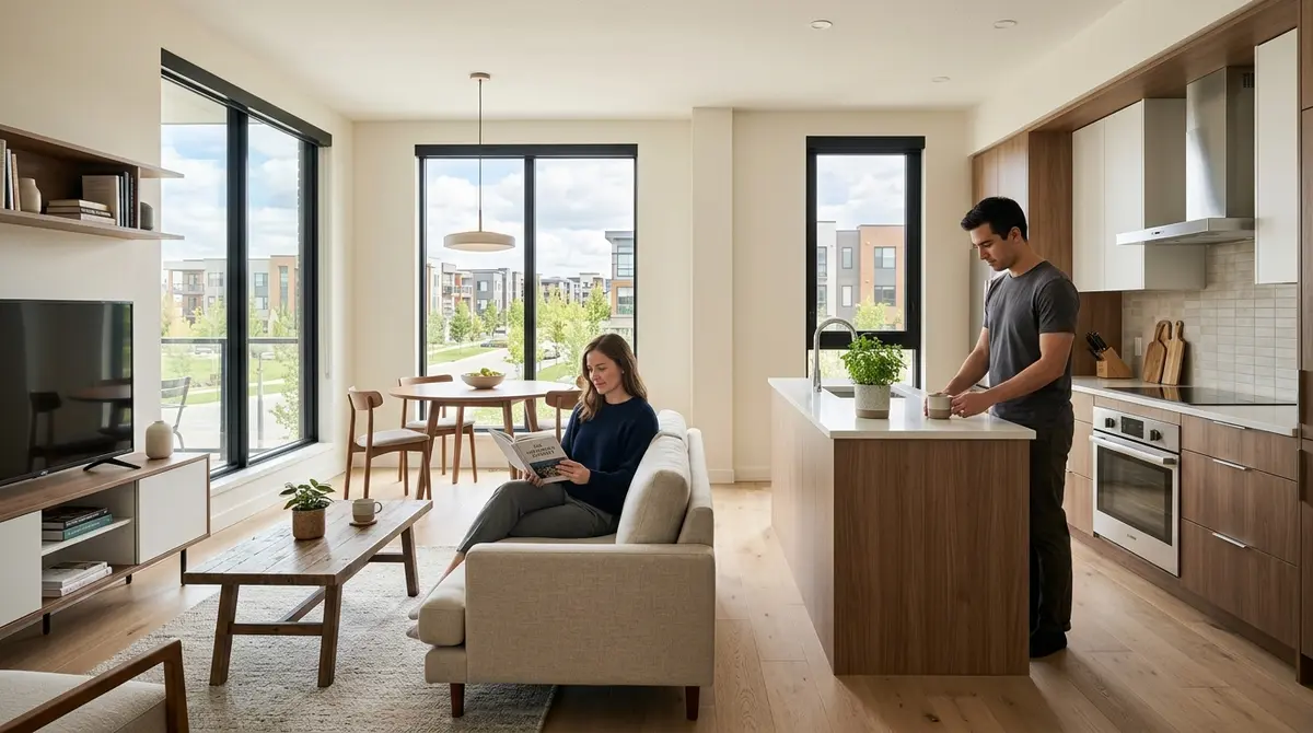 Interior of a modern, energy-efficient condominium in the University District Calgary