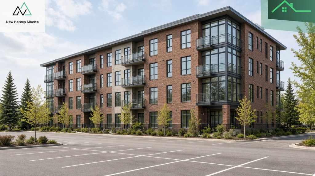 Calculator and apartment building model on desk for investor planning